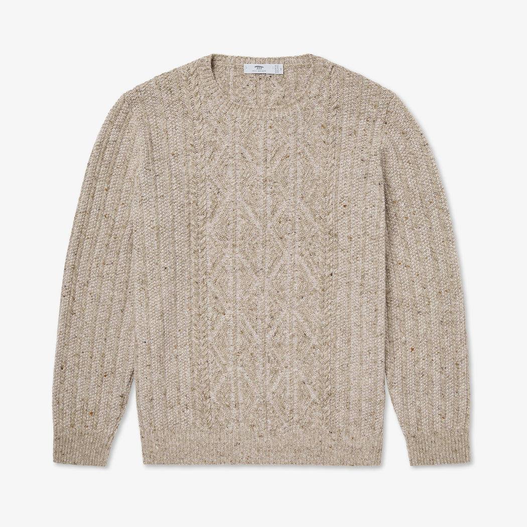 Light tan cable knit wool sweater