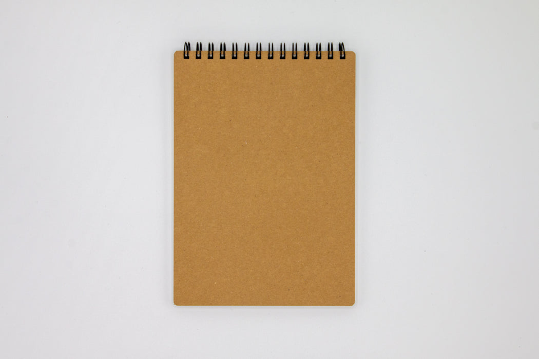 Back cover:  Mnemosyne Note Pad with top spiral binding