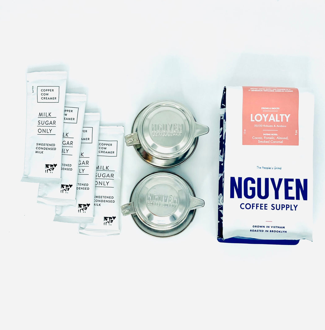 Bag of Vietnamese Coffee with 2 Filters and 4 Packets Condensed Milk
