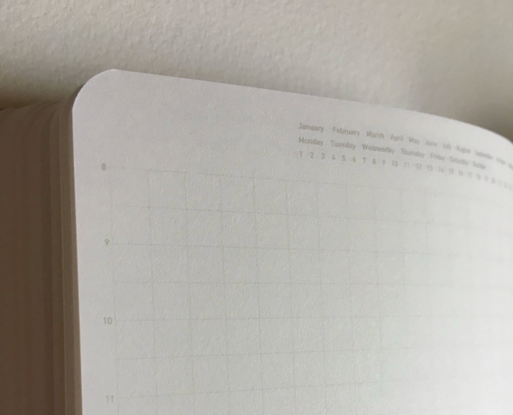 Close-up on corner of notebook page