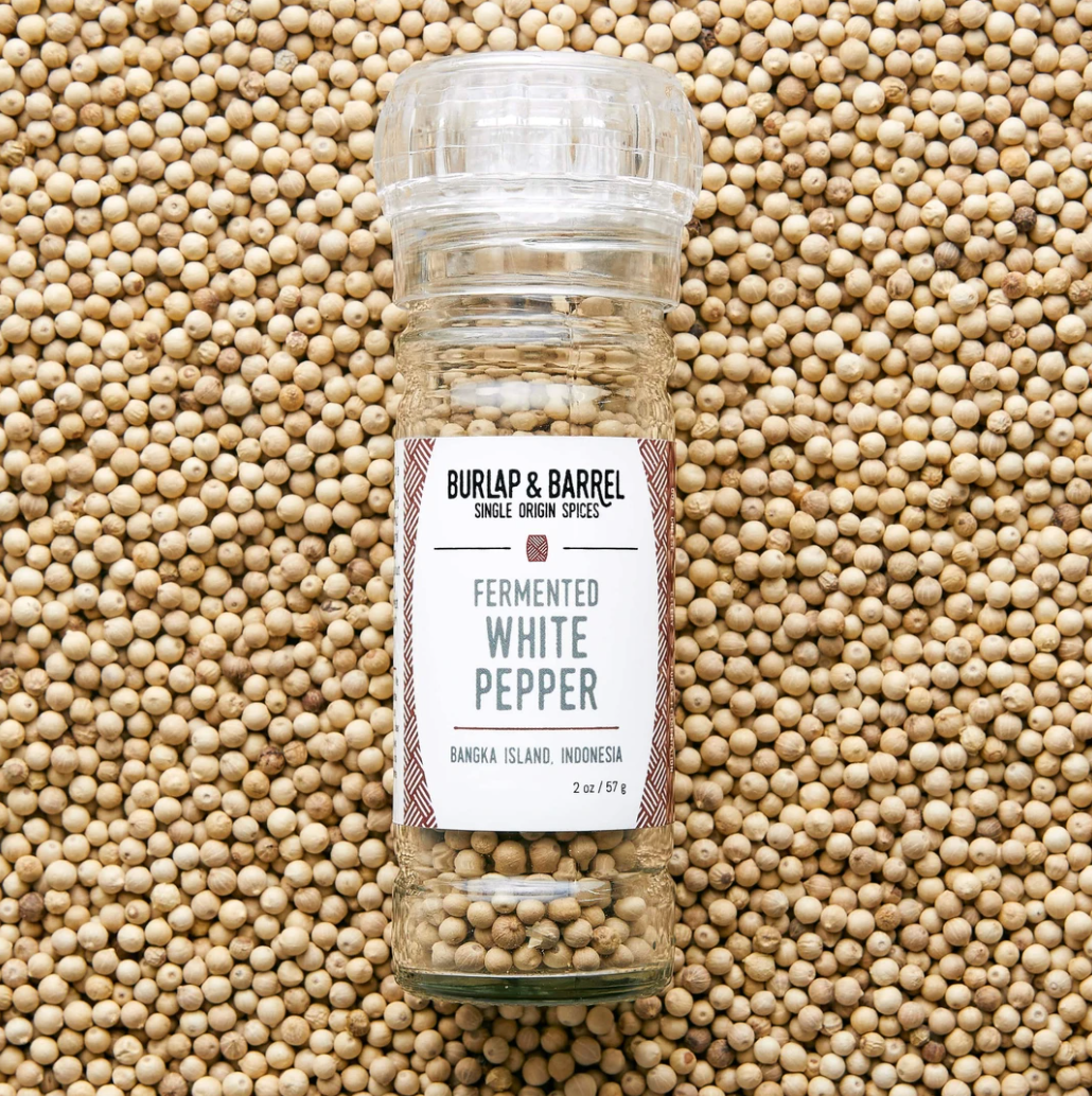 2 ounce glass jar of Fermented White Peppercorns