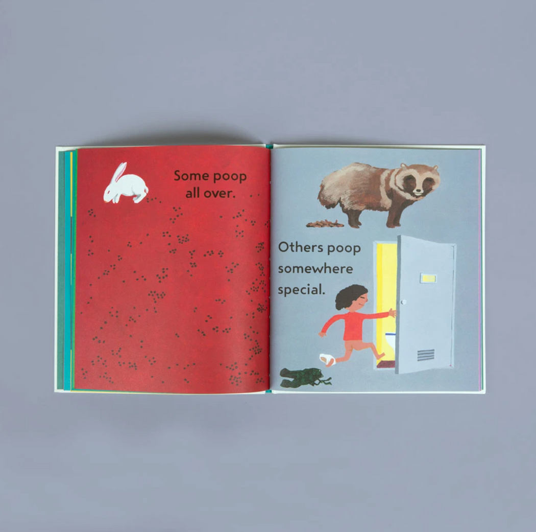 2-page spread from book, "Everyone Poops" by Tarō Gomi