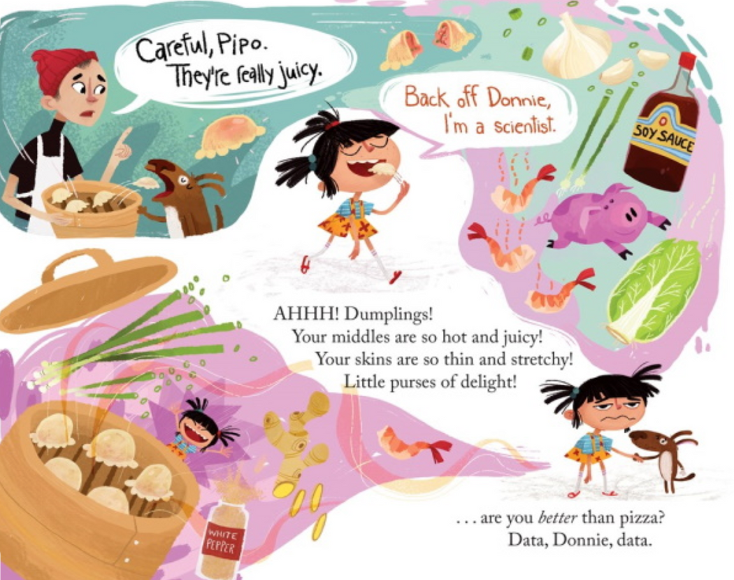 Animated illustration from inside children's book, "Every Night Is Pizza Night "