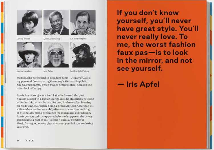 2-page spread from book: "How To Be Yourself" by Simon Doonan