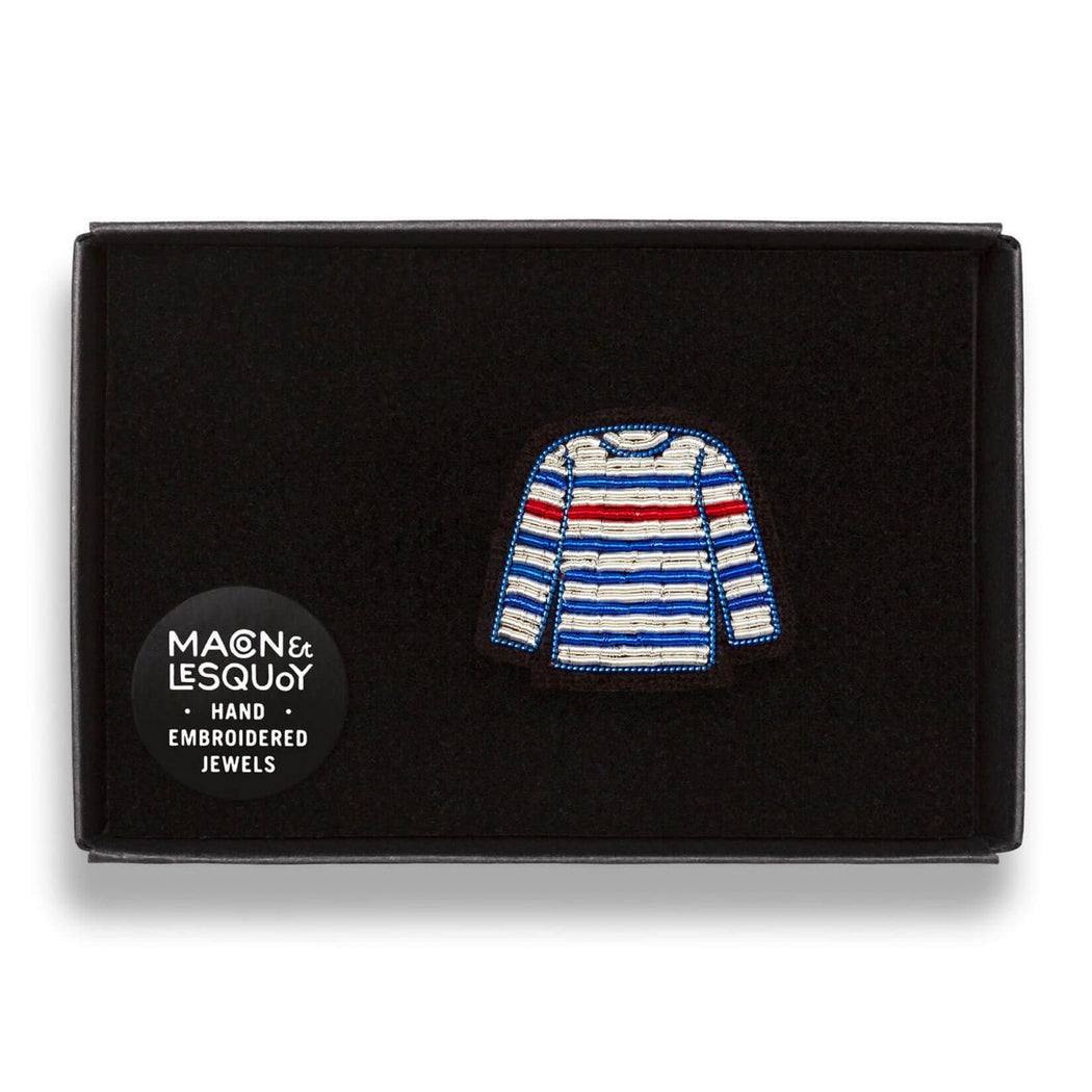 Striped t-shirt pin inside small black box