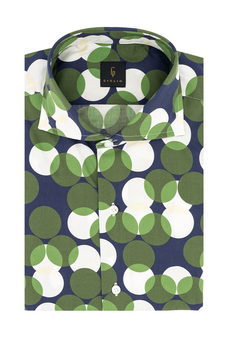 green, blue & white  button down men's shirt, folded