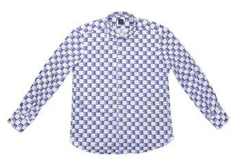 lilac & white long sleeve button down men's shirt 