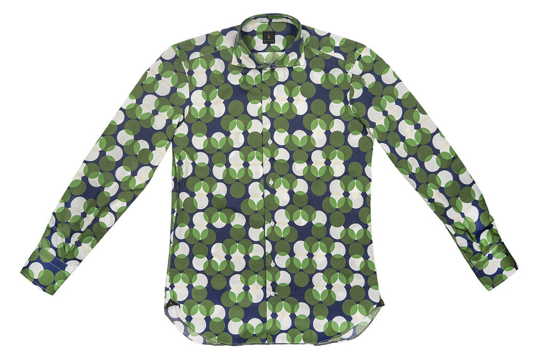 green, blue & white long-sleeve button down men's shirt