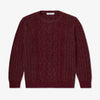 Dark red cable knit wool sweater