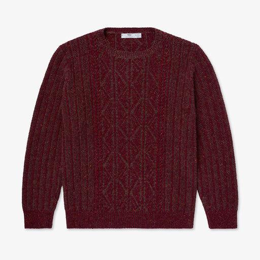 Dark red cable knit wool sweater