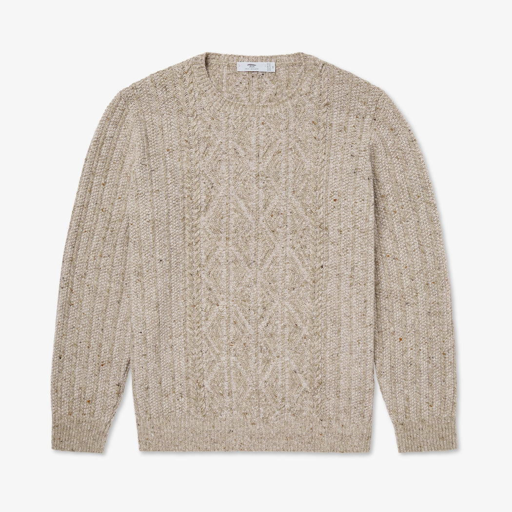 Light tan cable knit wool sweater