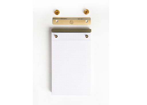 Disassembled metal writing pad with paper