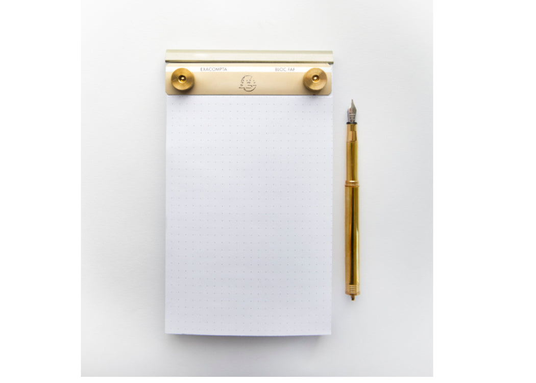 Metal writing pad with paper and gold pen