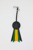 Black Leather Award Ribbon Charm with Green and Yellow leather details