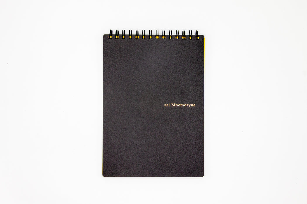 Black Mnemosyne Note Pad with top spiral binding