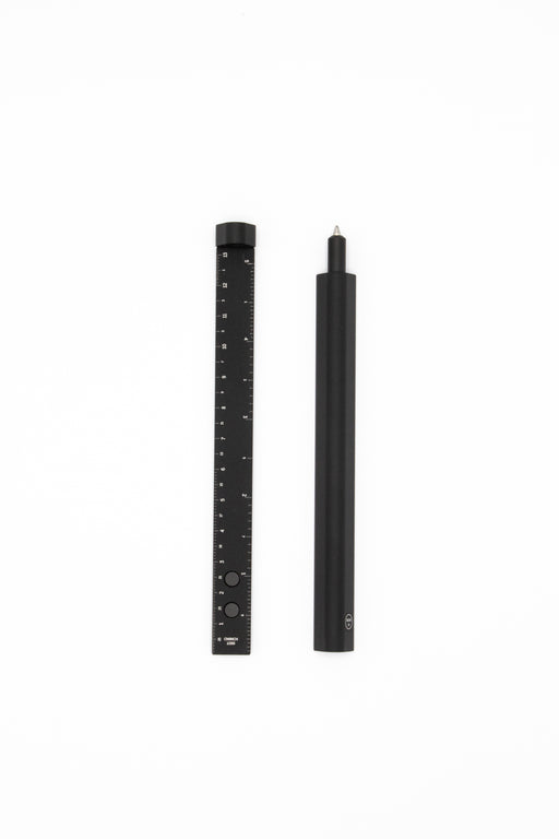 Black Aluminium Slide Pen and Ruler