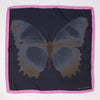 Butterfly silk square- black center with pink edge