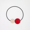 Black band choker necklace with red & white leather circles