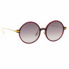 Round Italian acetate sunglasses with gold temples