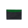 Navy leather card case with one green pocket