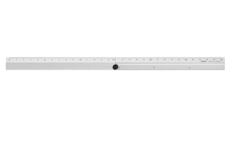 Aluminum metric ruler, fully extended