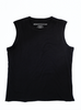 Black sleeveless crew neck t-shirt