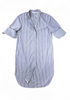 Blue & white striped long sleeve shirtdress with folded cuffs
