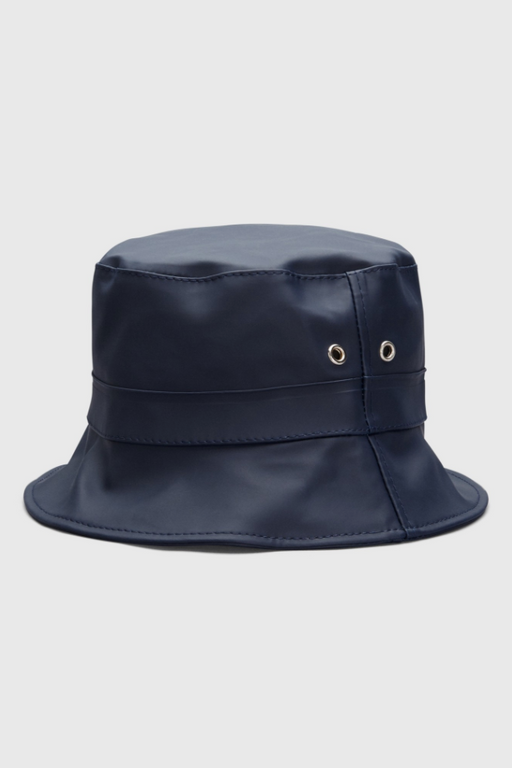 Navy bucket hat with 2 silver side grommets