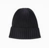 Black chunky cashmere beanie hat