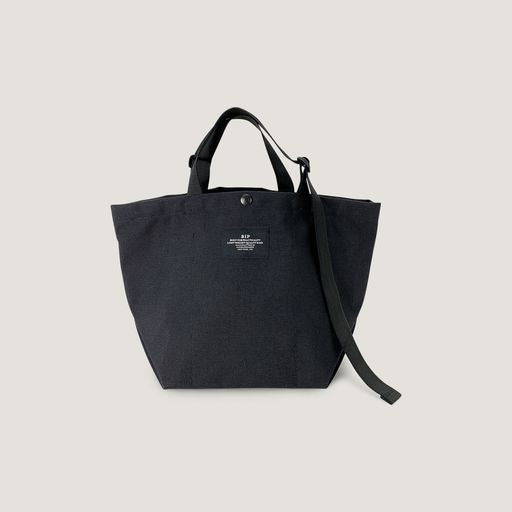 Small black canvas tote with adjustable handle straps