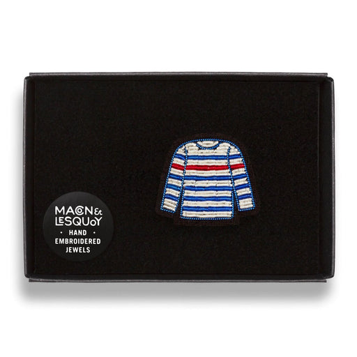 Striped t-shirt pin inside small black box