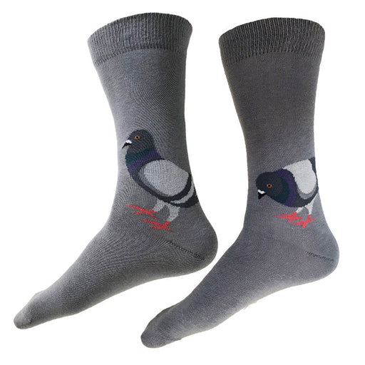 Grey men's socks with pigeon design